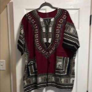 Men's Red and Black Dashiki Dress Shirt